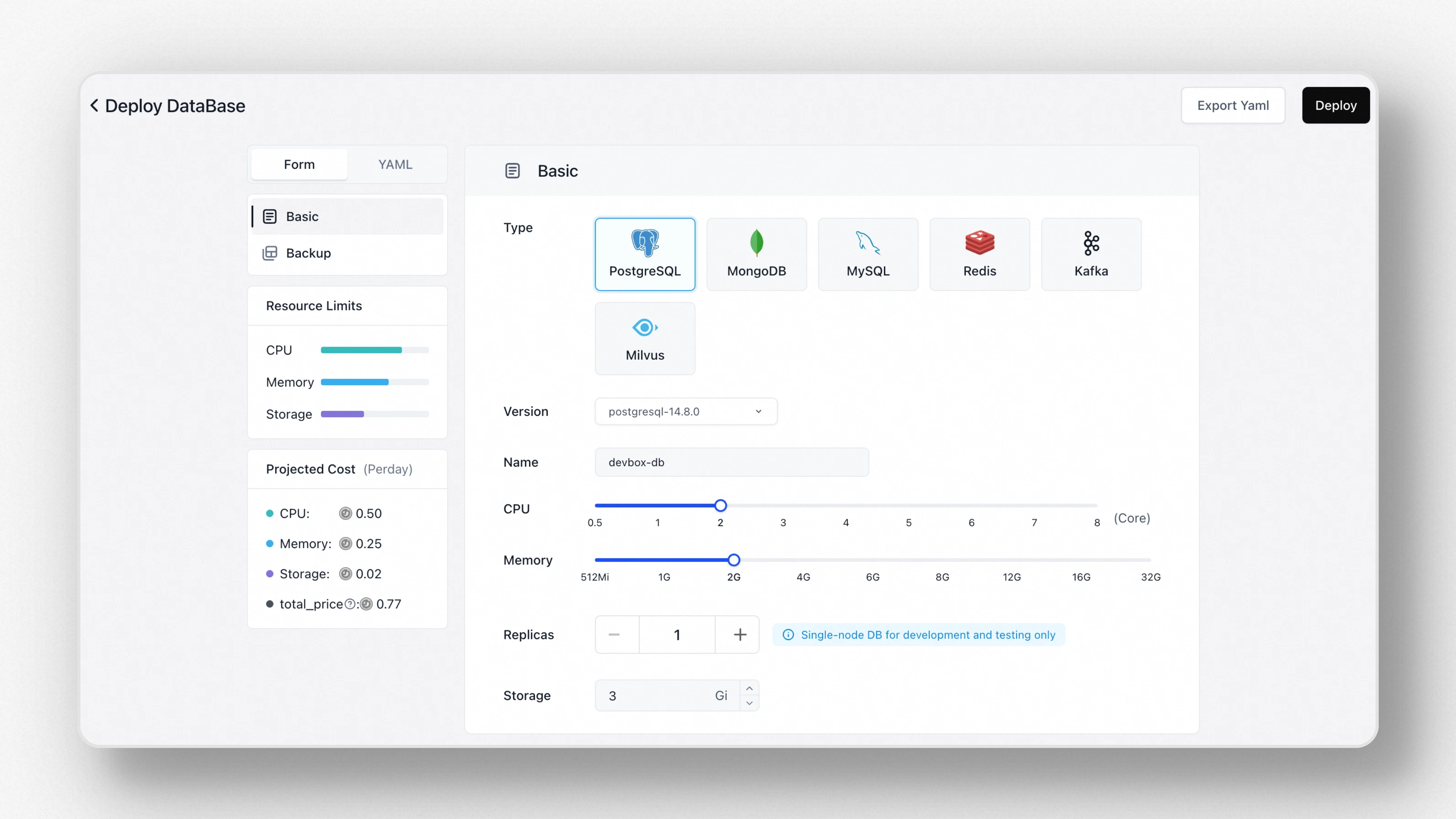ClawCloud Run Database